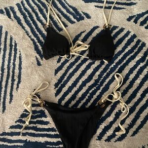 Black and Cream Bikini Set